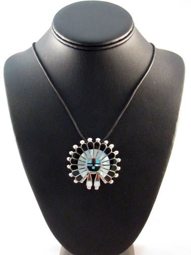 Native American Zuni Made Sunface Zia Pin Pendant At Kachina House