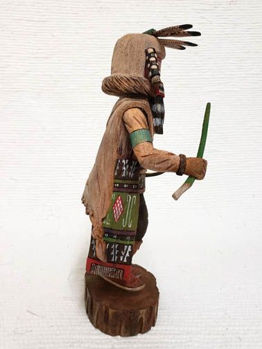 Hopi Konin Supi Kachina / Katsina Doll with shield and feathers