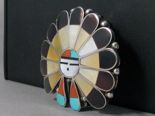 Native American Zuni Made Sunface Zia Buckle At Kachina House